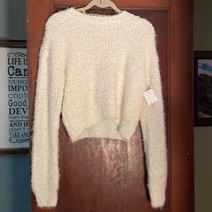 Never worn white fuzzy/soft crop sweater from Kohl's- tags still on